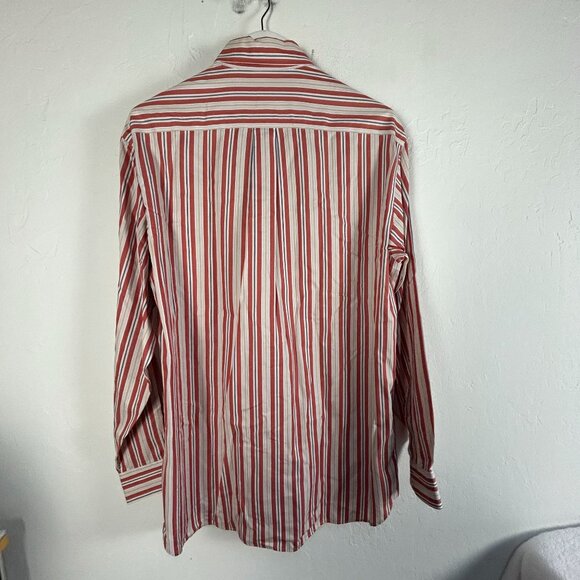 Brooks Brothers Country Club Mens Medium Red Striped Button-Down Shirt Casual - Picture 2 of 7